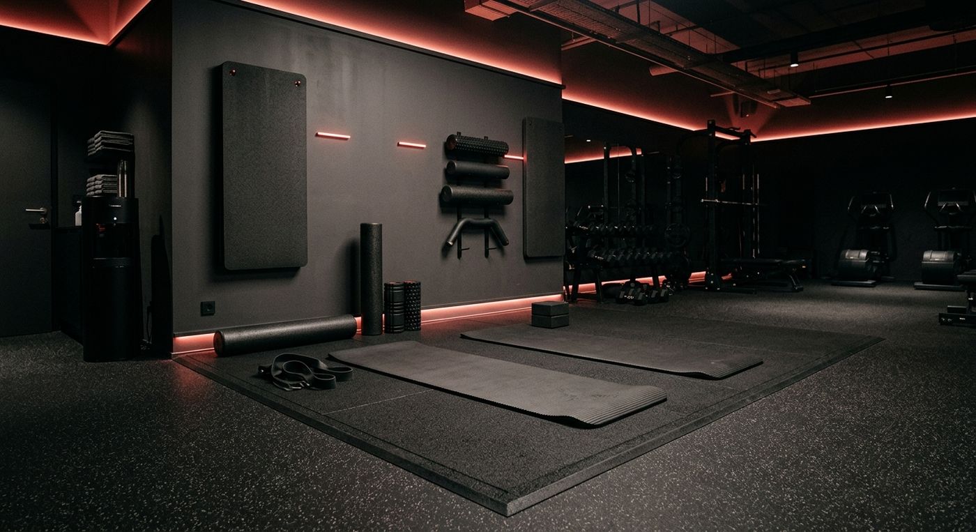 Stretching and mobility corner at Mega Gym