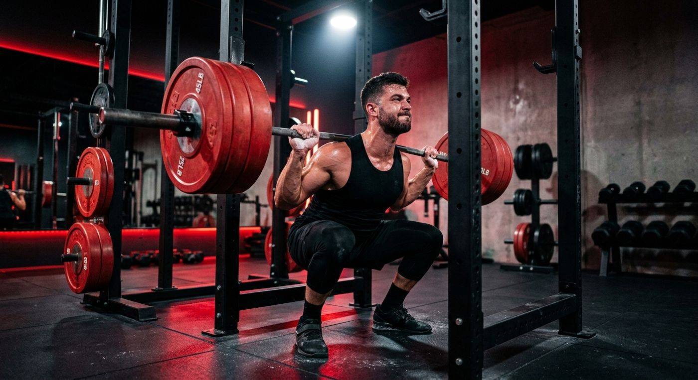 Weight training with free weights at Mega Gym